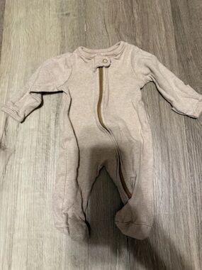 Carter's Beige and Cream Striped Baby Zip One-Piece